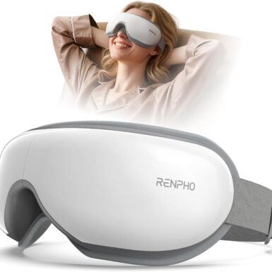 RENPHO Eyeris 1 Eye Massager with Heat, Heated Massage Eye Mask | Vibration Massage for Head Tension, Eye Strain, Dry Eyes & Dark Circles, FSA Eligible HSA, White