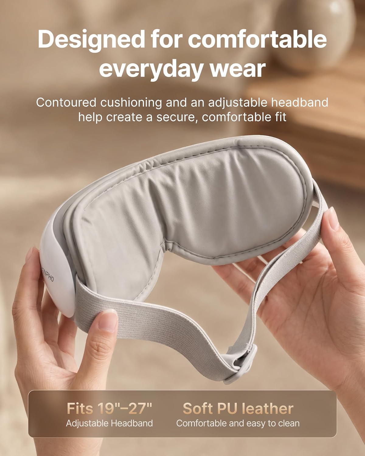RENPHO Eyeris 1 Eye Massager with Heat, Heated Massage Eye Mask | Vibration Massage for Head Tension, Eye Strain, Dry Eyes & Dark Circles, FSA Eligible HSA, White - Image 6