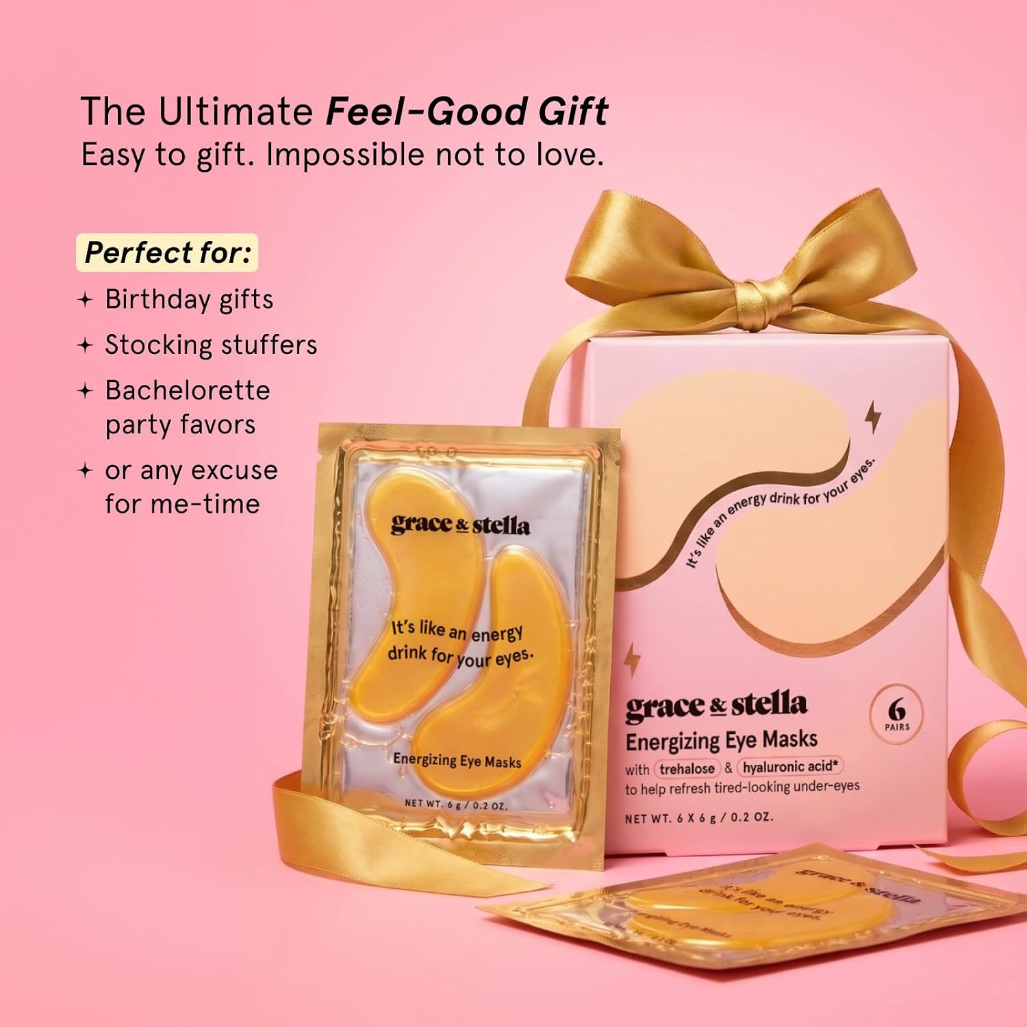 grace & stella Award Winning Under Eye Mask - Teen Gifts, Gel Eye Patches for Dark Circles, Puffy Eyes, Wrinkles, Undereye Bags, Travel Gifts for Women - Vegan, Self Care (6 Pairs, Gold) | Eye Masks for Dark Circles, Puffy Eyes, Wrinkles, Undereye Bags, Travel Gifts for Women - Vegan, Self Care (6 Pairs, Gold) - Image 9