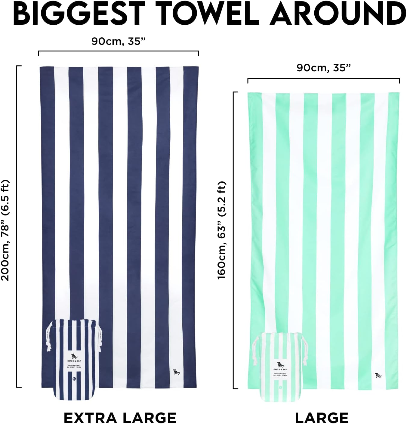 Dock & Bay Beach Towel - Quick Dry, Sand Free - Compact, Lightweight - 100% Recycled - Includes Bag - Cabana Light - Lombok Lilac - Large (160x90cm, 63x35) | Sand-Resistant, Includes Travel Bag, Lightweight & Compact, 100% Recycled DryQ Fabric, Large (160x90cm, 63x35") - Image 2