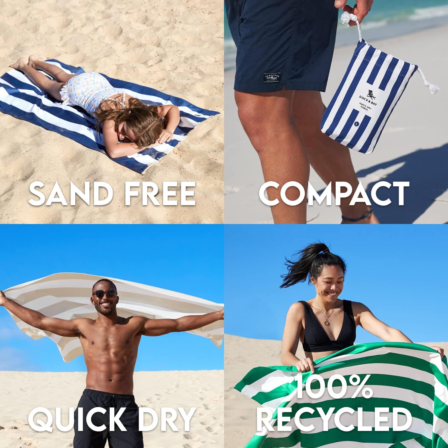 Dock & Bay Beach Towel - Quick Dry, Sand Free - Compact, Lightweight - 100% Recycled - Includes Bag - Cabana Light - Lombok Lilac - Large (160x90cm, 63x35) | Sand-Resistant, Includes Travel Bag, Lightweight & Compact, 100% Recycled DryQ Fabric, Large (160x90cm, 63x35") - Image 5